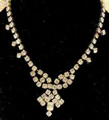 Vintage Antique Art Deco 15" Crystal Clear Rhinestone Necklace Flapper Girl | eBay