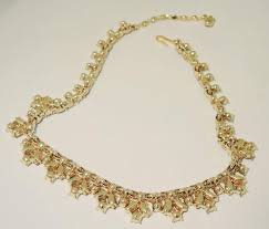 Vintage Signed Trifari Green and Aurora Borealis Rhinestone Necklace at 1stDibs | aurora borealis necklace vintage