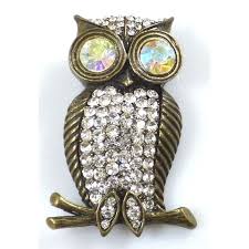 Unbranded | Jewelry | Vintage Owl On Branch Brooch Pin Ab Aurora Borealis Clear Rhinestones Bronze | Poshmark