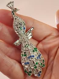 Vintage Mid Century Modern Peacock Bird Rhinestone Crystal Brooch/pin - Etsy
