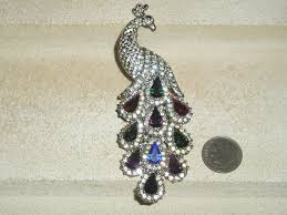 Vintage Multicolored Tear Drop Rhinestone Peacock Pot Metal Brooch Pin 1950's Jewelry 60021 - Etsy