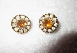 Vintage 1950s Coro Clip Earrings Citrine Crystal Opaline Gorgeous! --Superb! | eBay