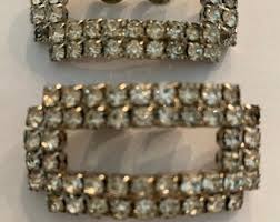 Pair Vintage Rhinestone Shoe Buckles - Etsy