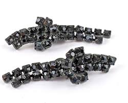 Vtg Pair SHOE CLIPS Prong Set Black Glass Rhinestone with ...