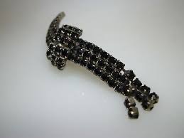 VINTAGE 1960-70'S ERA MUSI FANCY BLACK RHINESTONE SHOE CLIPS ...
