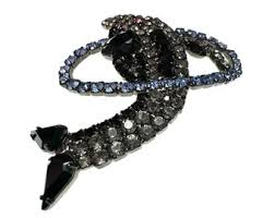 Rhinestone Dolphin Brooch / Rare Vintage Bettina Von Walhof ...