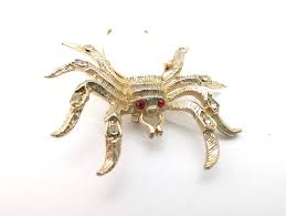 Large Vintage Mother of Pearl & Rhinestone Spider Brooch - 2" - Etsy