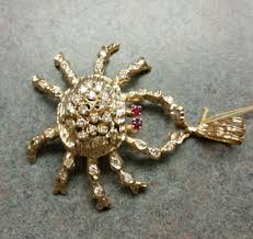 Large 14 Kt Diamond & Ruby Crab Pendant. - Etsy