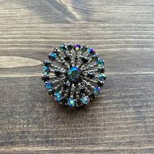 Vintage Rhinestone Pin - Vintage Pin - Vintage Lapel Pin - Pin - Blue Rhinestone Pin - Vintage Jewelry - Sterling Pin - Etsy