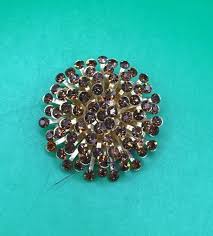 Vintahe Gold Tone Purple Rhinestone Starburst Pin Brooch | eBay