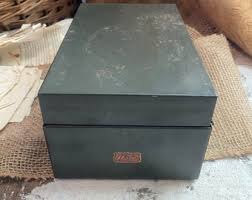 Industrial Weis Monroe Michigan Army Green File Card Box ...