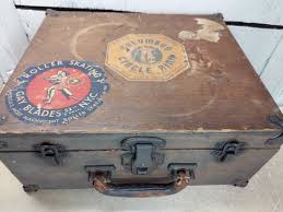 Vintage 1950's Wooden Roller Skates Case Columbus Circle ...