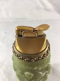 VTG Green Stone and Brass Ligher | eBay