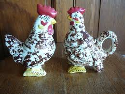 OZARKS POTTERY Vintage ROOSTER & HEN CHICKEN COMBINATION ...