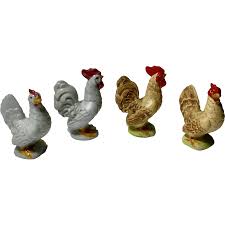 Vintage Miniature Pottery Rooster & Matching Chicken ...