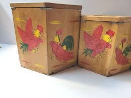 Vintage Wood Nesting Canister Set 4 Betson's Originals Japan Fighting Rooster | eBay