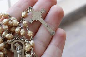 Vintage Rosary Italy Beads Crucifix AVE MARIA Virgin Mary ...