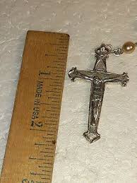 VINTAGE FAUX PEARL & SILVER TONE ROSARY | eBay