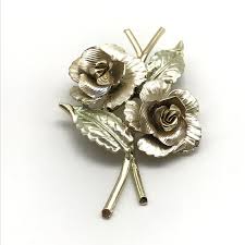 Vintage 3D Detailed Flower Roses Brooch Pin | eBay