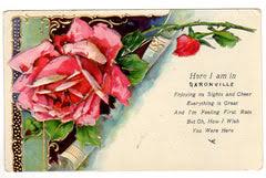 Antique 1900s Embossed Pink Rose Postcard Here I am in ...