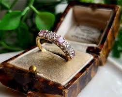 UNUSUAL Vintage 9ct Gold Pink and White Cz Ring, Gold Pink ...