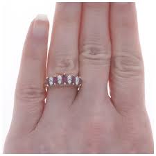 Yellow Gold Ruby Diamond Ring - 14k Marquise .79ctw Five ...