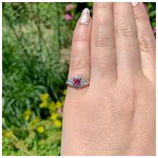 Vintage Platinum .31ct Ruby and Diamond Ring. For Sale at Ruby Lane