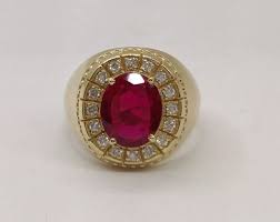 14k Yellow Gold 2.20CT Oval Natural Ruby & Diamond Halo Ring ...