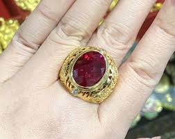 Vintage 15K 610 Yellow Gold Ruby & White Topaz Ring Size 9 ...