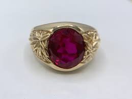 10K Yellow Gold Men's Synthetic Ruby Ring – RA Thomason Mfg ...