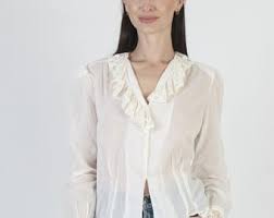 Delicate Lace Victorian Blouse, Vintage Roll Collar Antique Top, Plain Bohemian Button up Antique Shirt - Etsy