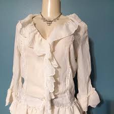 Sunny Leigh | Tops | White Ruffle Blouse | Poshmark