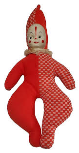 Vintage 1980s Clown Jester Fabric Cloth Rag Doll Handmade ...