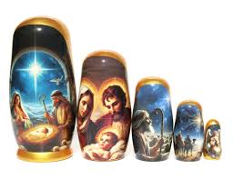 Traditional Russian Style Nativity Wooden Nesting Doll Set ...