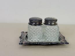 Vintage Silver Plated Salt and Pepper Shakers with Tray ...