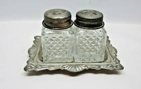 Vintage Mini Glass & Silver Plated Salt & Pepper Shaker with ...