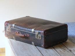 Vintage Suitcase Antique Imitation Leather Cardboard Travel ...
