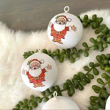 Vintage Christmas Santa Claus Round Silk Ornaments - Etsy Canada