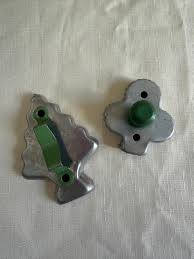 2 Vintage Aluminum Metal Cookie Cutters Green Jade Jadeite ...