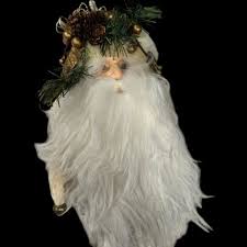 Large 12” Cloth Christmas Vintage Ornament Santa Pine cones ...