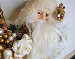 Grandeur Noel Santa Claus Figurine: 17" Tall Gold & White ...