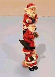 Stacked Santa Claus Totem Pole Decoration Figurine W/ Presents & Christmas Tree | eBay