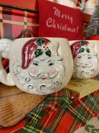 Kay Finch Santa Christmas Mugs Set of Two Vintage Eggnog Cups - Etsy Australia