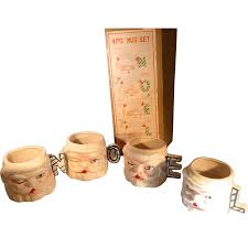 Vintage Christmas NOEL SANTA Mugs MIB Lipper & Mann ...