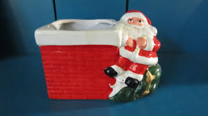 Vintage Ceramic Santa Claus w/ Toy Bag Chimney Planter 4 ...