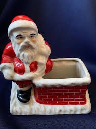 Vintage JAPAN Figurine Christmas SANTA Red Brick Chimney ...