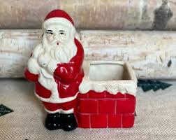 Vintage Mid Century Santa Claus Ceramic Chimney Planter ...