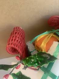 Vintage 1950's Red Woven Wicker Sleigh W/ Presents Christmas ...