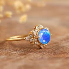 Blue Fire Ethiopian Opal Handmade Ring for Women, Vintage Fire Opal Ring, Natural Opal Ring, Round Cut Opal Ring, Promise Ring Gift for Her - Etsy