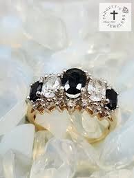 Yellow Gold Oval Diamond and Sapphire Ring - Padgett's Jewelers